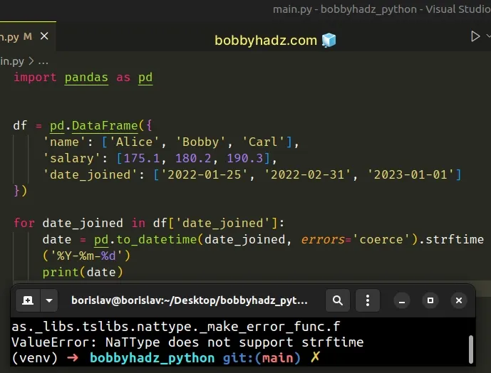 value error nat type does not support strftime