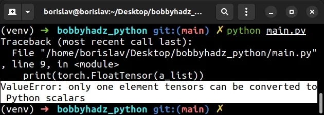 valueerror only one element tensors can be converted to python scalars