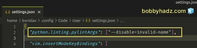 disable invalid name warning in vscode