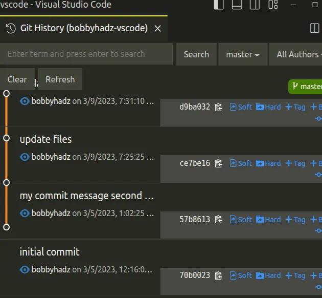 git view history log