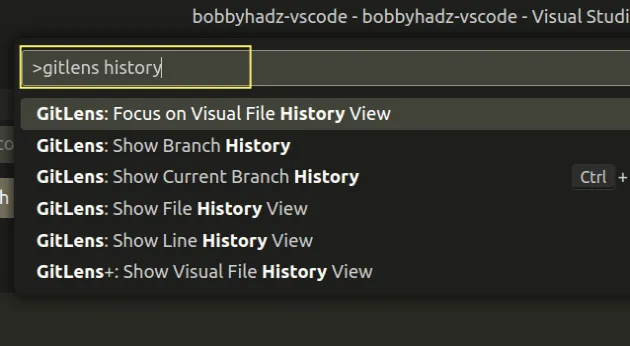 gitlens history commands