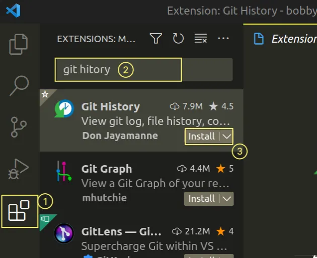install git history extension