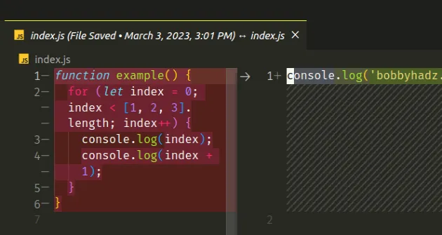 compare versions of file