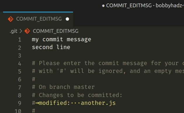 edit commit message in vs code