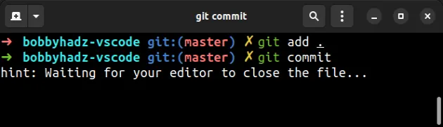 git commit opens vs code