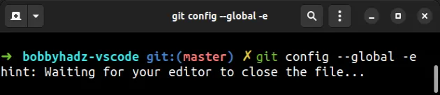 verify vs code is set as default git editor