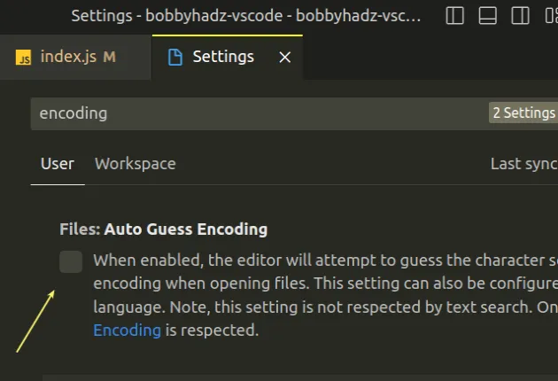 files auto guess encoding setting