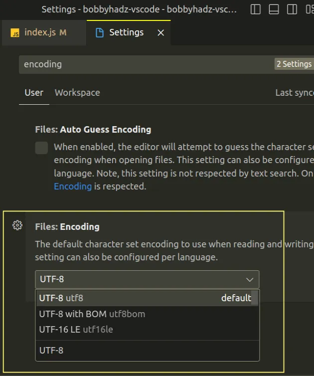 How to change the File Encoding in Visual Studio Code | bobbyhadz