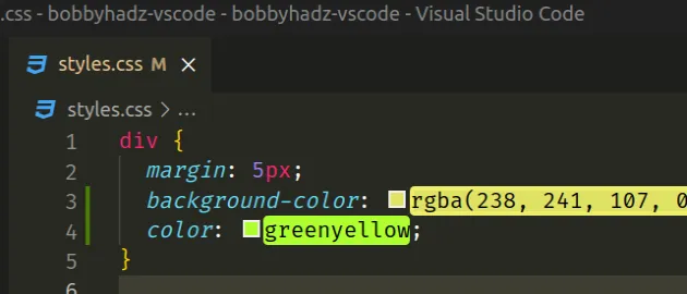 extension styled colors in css file