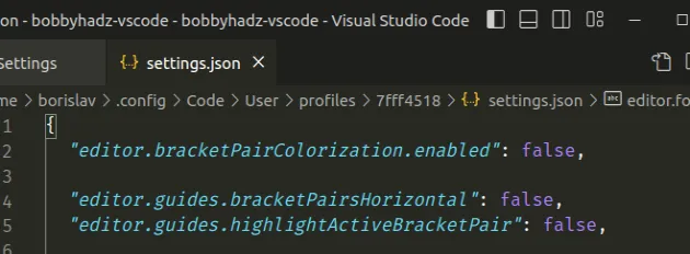 disable bracket pair colorization in settings json