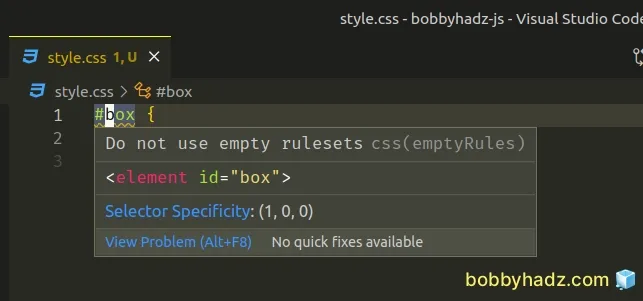 vscode do not use empty rulesets css