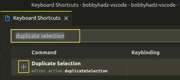 add keyboard shortcut for duplicate selection command