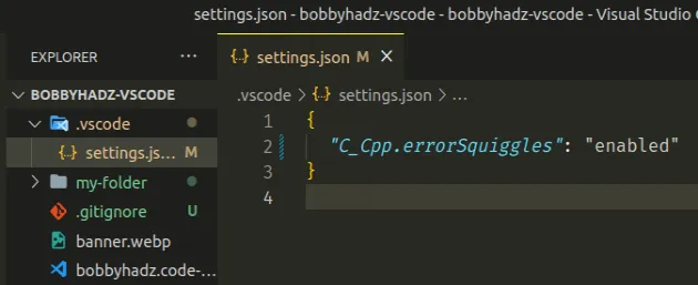 enable error squiggles in vscode settings json