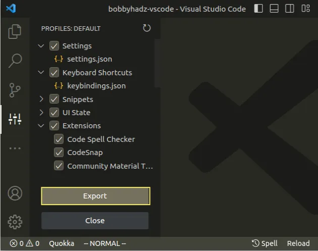 select what to export