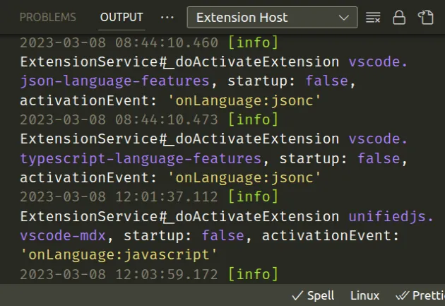 extension host filter active