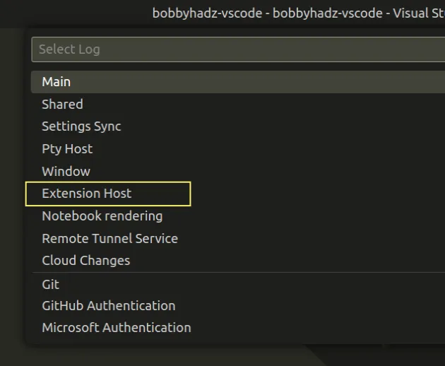 select extension host