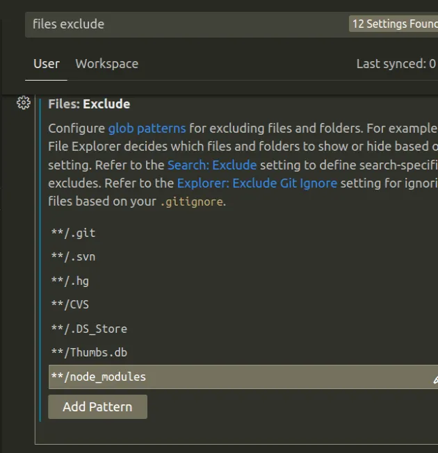 exclude node modules from left sidebar