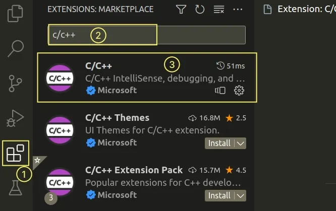 make sure cpp extension installed and enabled