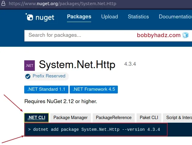 copy nuget package installation command