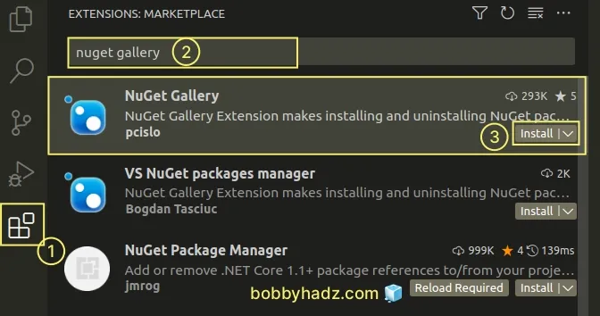 install nuget gallery extension