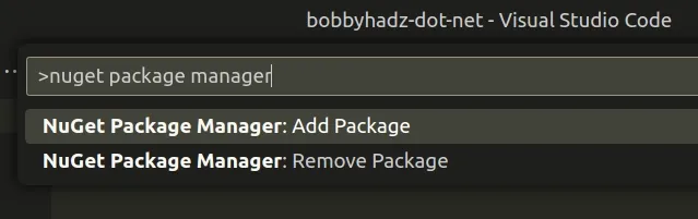 type nuget package manager