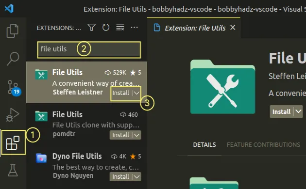 install file utils extension