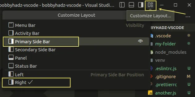 move primary sidebar right using customize layout