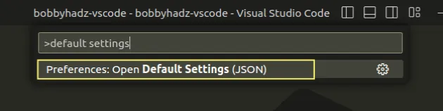 open default settings json
