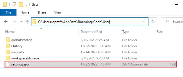 view settings json file on windows