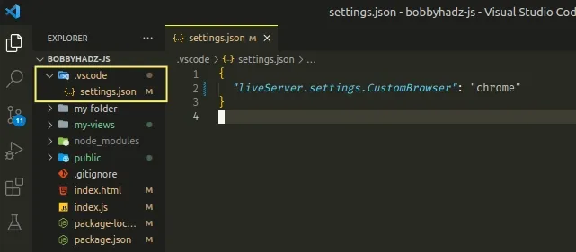 set default browser in local settings json