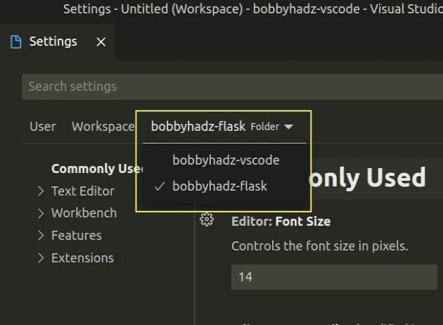 edit folder specific settings