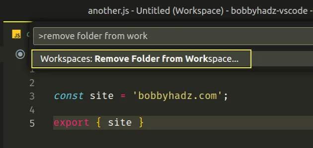 workspaces remove folder from workspace