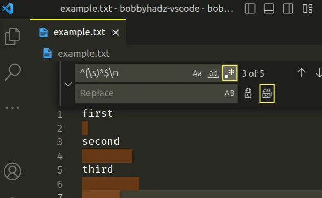 Find and replace with a Newline in Visual Studio Code | bobbyhadz