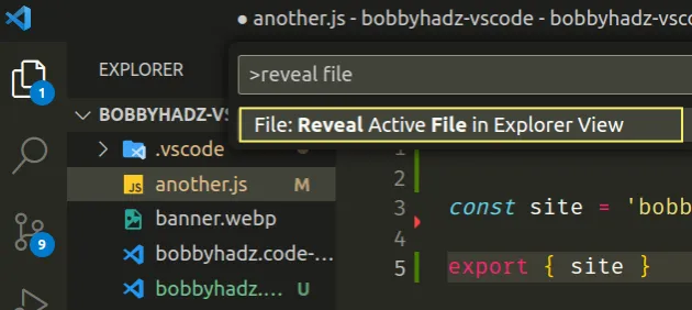 vscode reveal current file in explorer