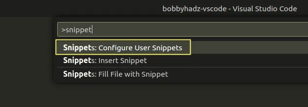 configure user snippet