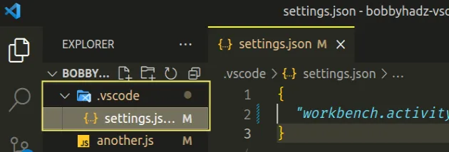 set activity bar visibility in vscode settings json