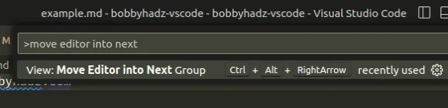move editor into next group command