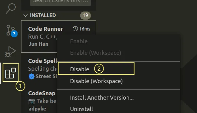 selectively disable extensions