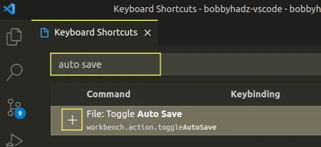 set keyboard shortcut toggle auto save