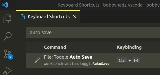 toggle auto save ctrl f4