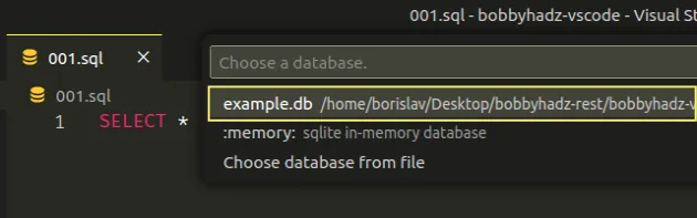 select database