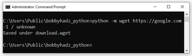 using wget with python executable