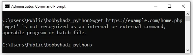 wget is not recognized as internal or external command