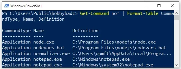 powershell get command using wildcards