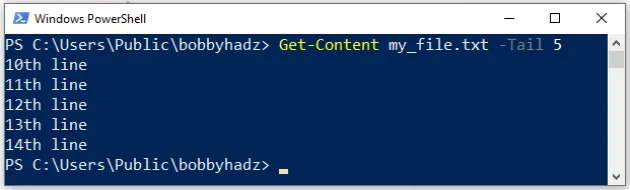 using get content command as tail equivalent