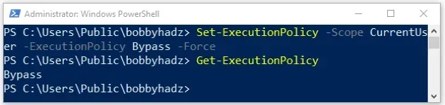 set executionpolicy to bypass