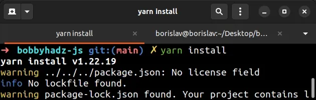 run yarn install command