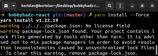 yarn force reinstall all packages