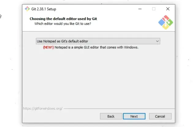 choose git default editor