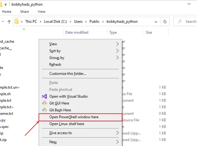 windows open powershell window here